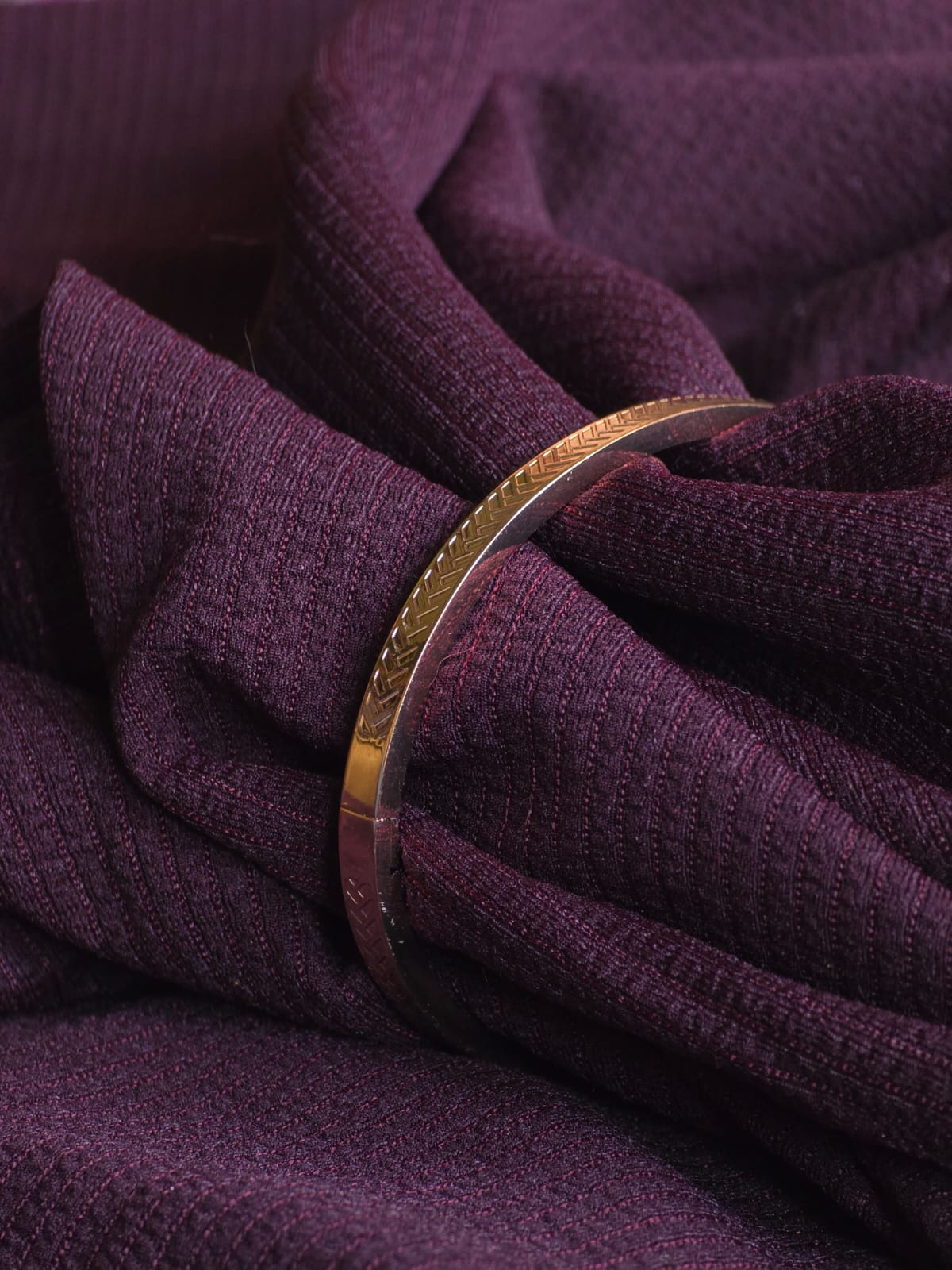 Premium Gold-Tone Stainless Steel Patterned Cuff Bracelet for Men & Women | Minimalist Luxury Bangle