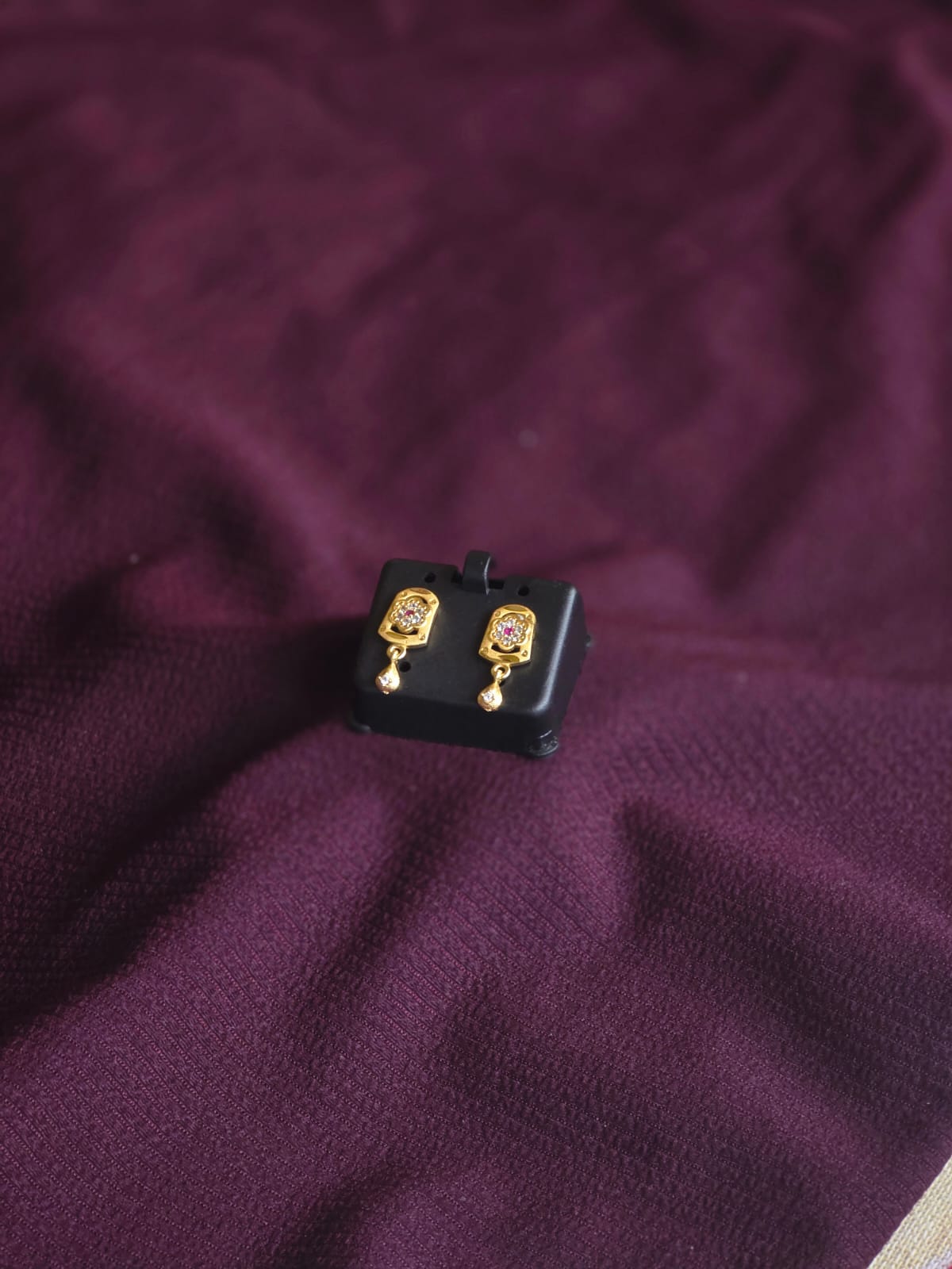 Premium Vintage CZ Stud Earrings for Women | Micro Gold Designer Earrings with Teardrop Dangle