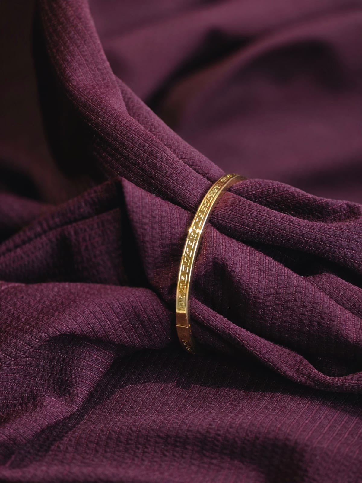 Premium Gold-Tone Stainless Steel Greek Key Cuff Bracelet for Men & Women | Luxury Designer Bangle