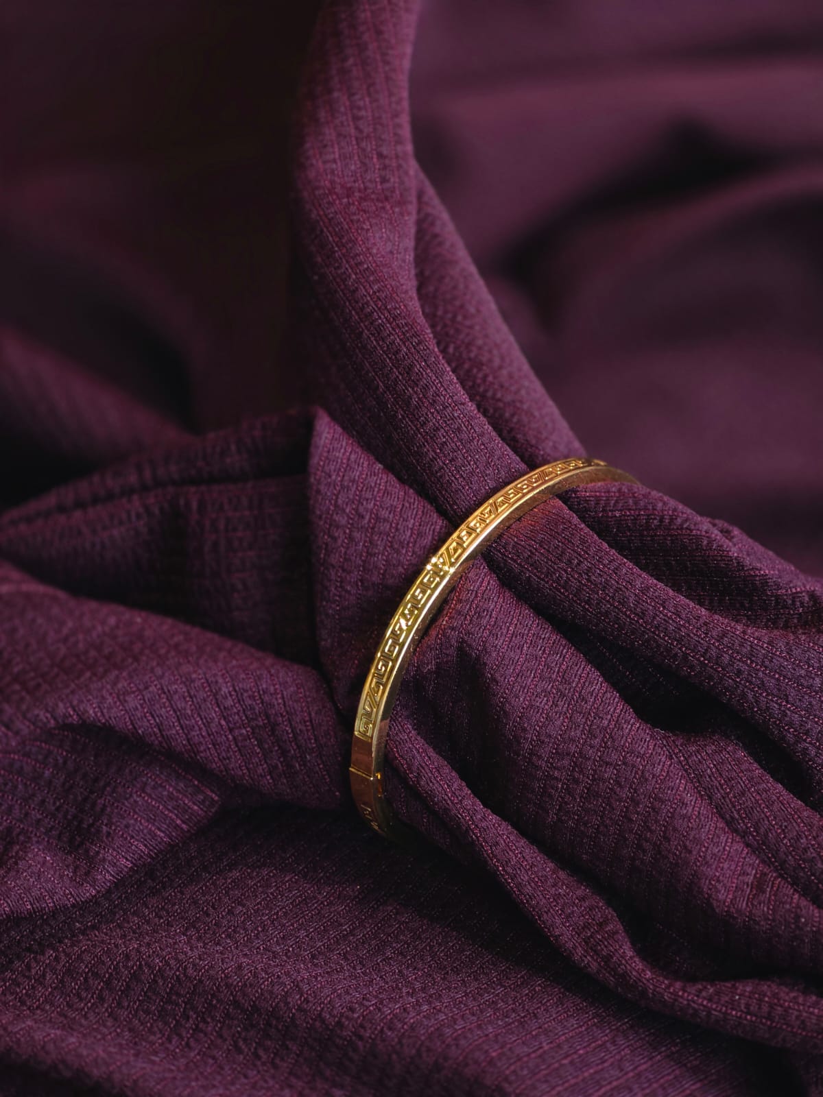 Premium Gold-Tone Stainless Steel Greek Key Cuff Bracelet for Men & Women | Luxury Designer Bangle