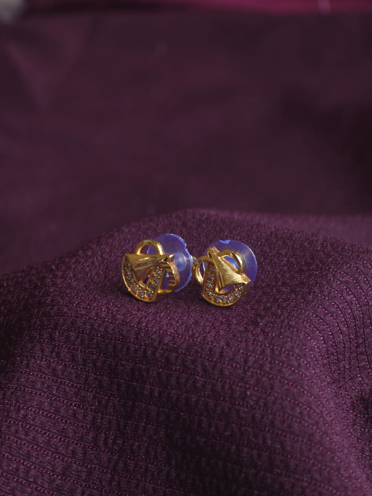 Premium Micro Gold Geometric CZ Stud Earrings for Women | Minimalist Designer Daily Wear Earrings