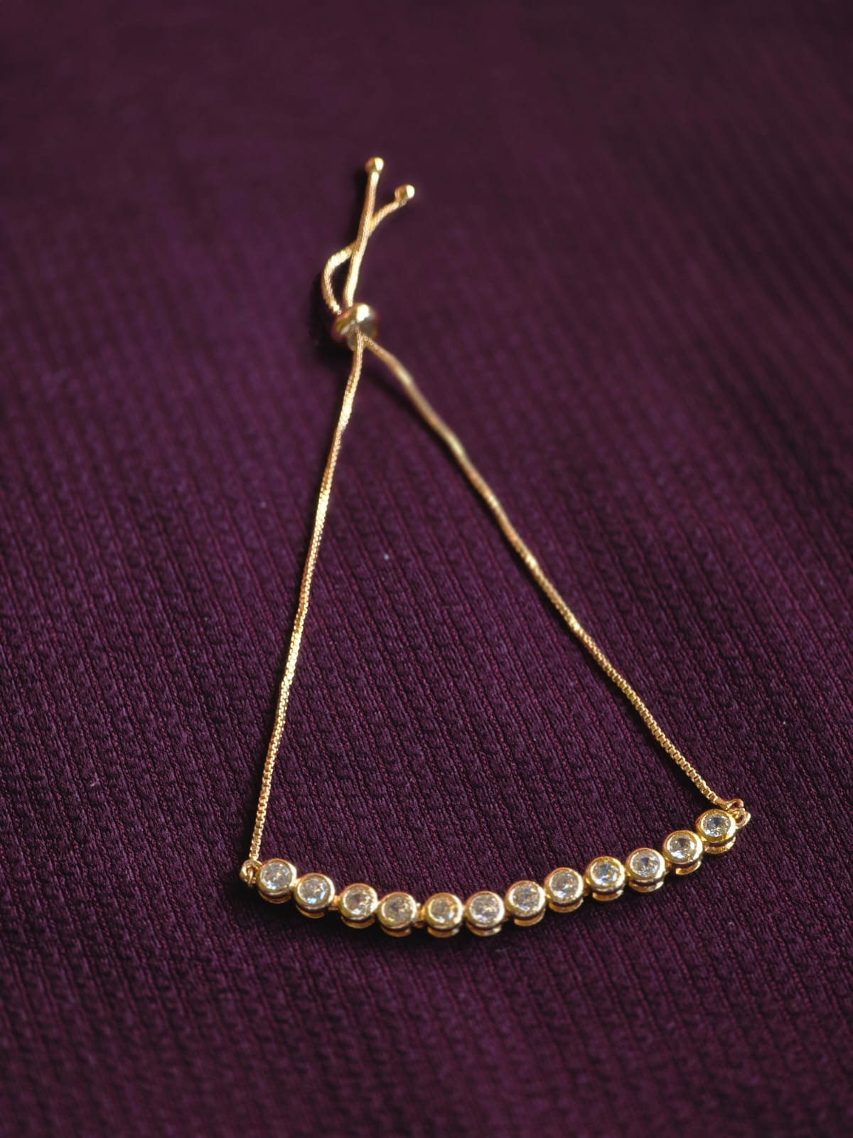 Premium Gold-Tone Adjustable Crystal Tennis Bracelet for Women | Elegant Cubic Zirconia Slider Bracelet