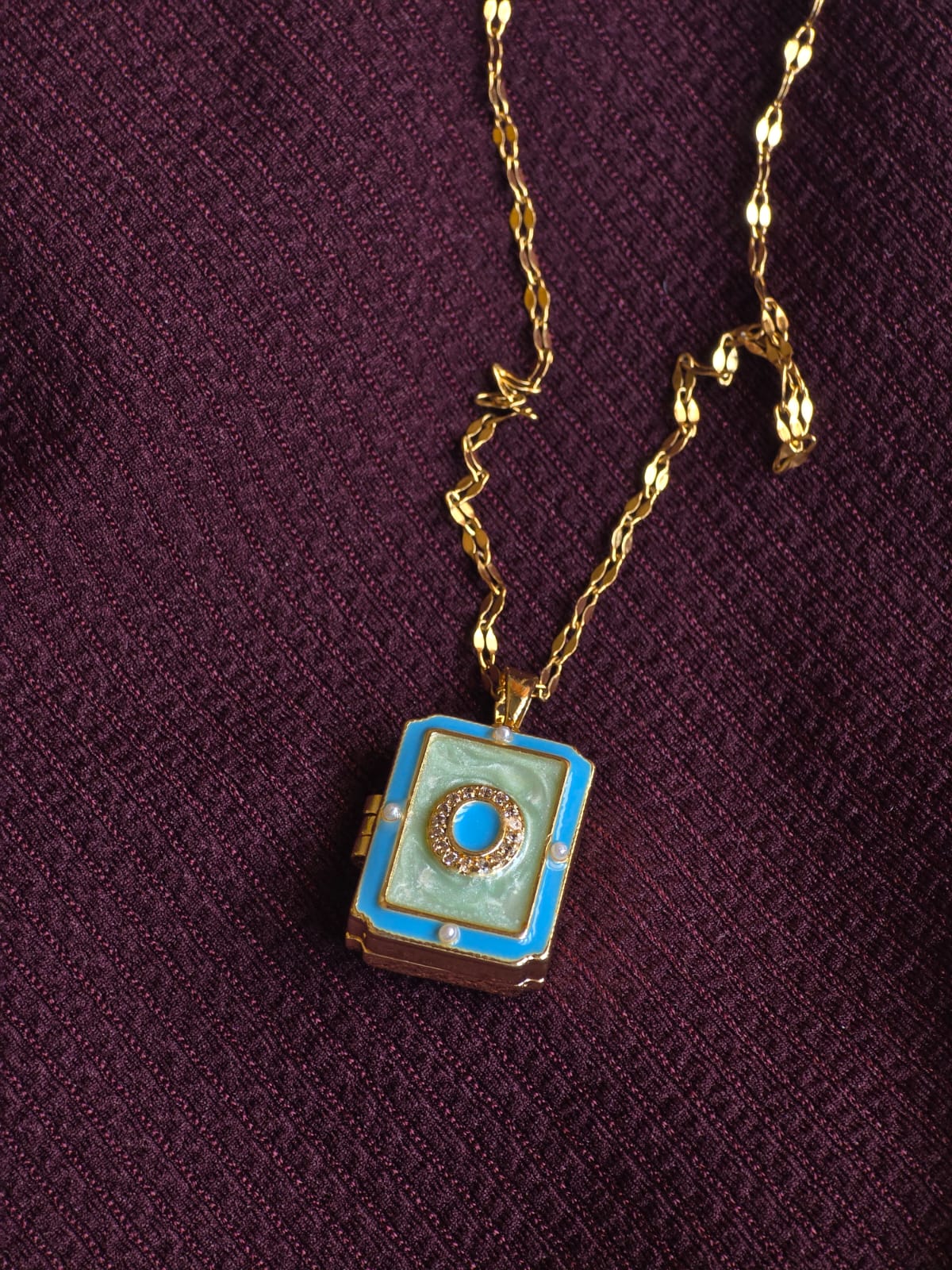 Blue Enamel Book Locket Pendant Necklace for Women | Gold-Plated Vintage Charm Necklace