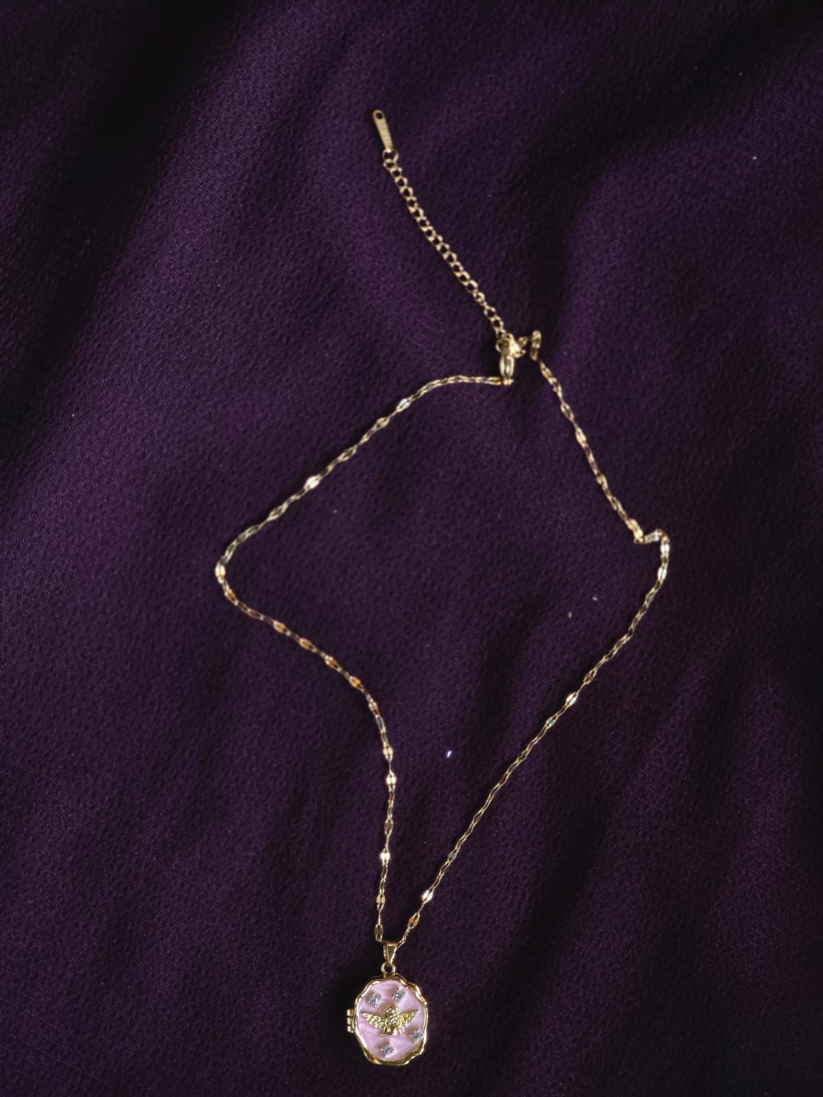 Pink Enamel Bird Pendant Necklace for Women | Gold-Plated Charm Necklace with Crystal Accents
