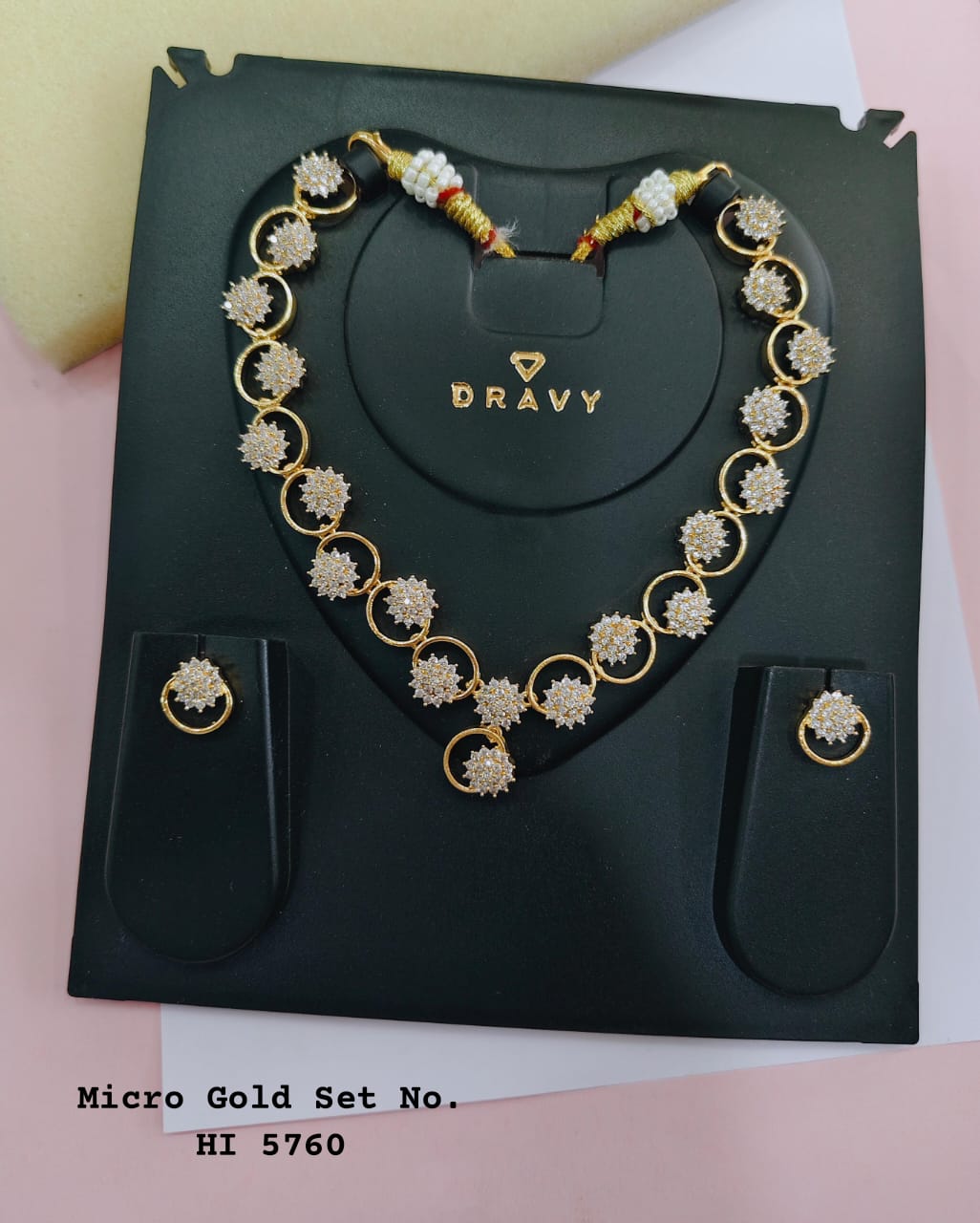 Premium Gold-Tone CZ Floral Necklace Set for Women | Designer Flower Necklace with Matching Earrings