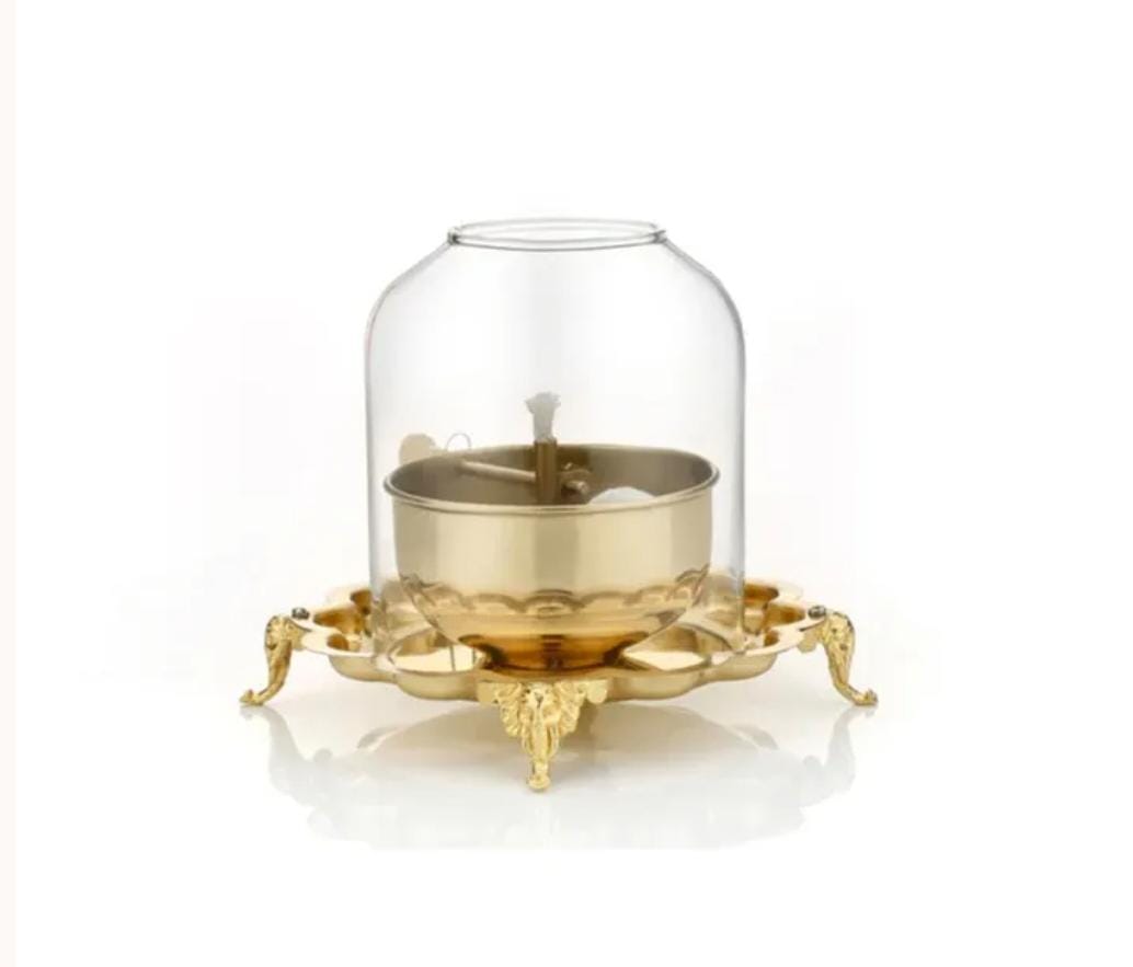 Premium Akhand Jyot Diya – Traditional Brass Hindu Diya with Glass Cover