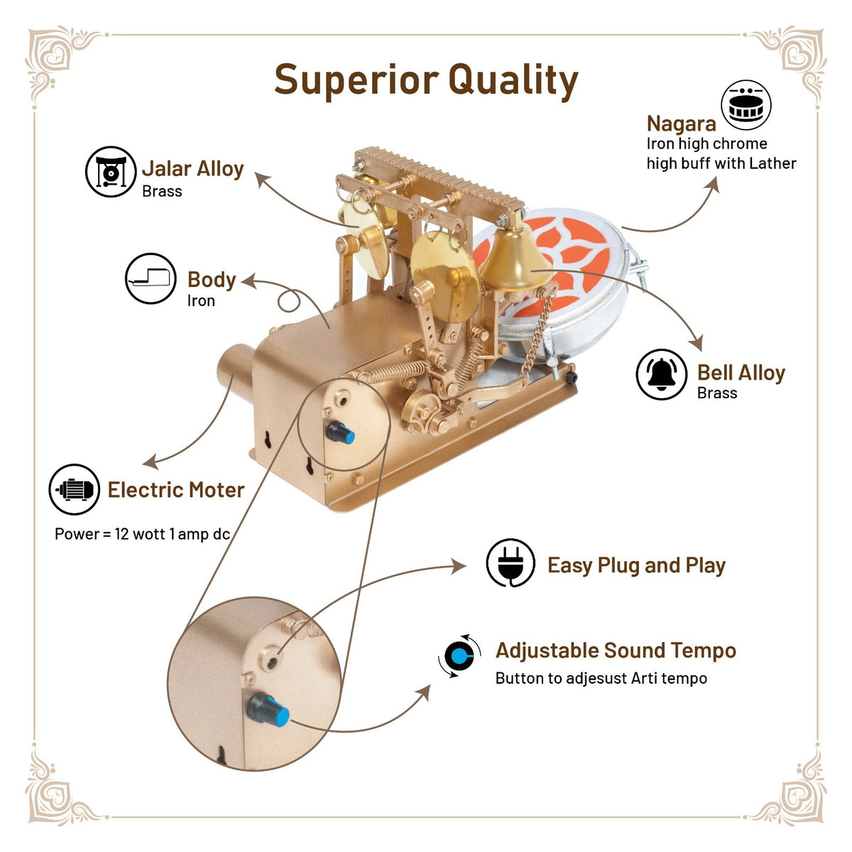 Premium Handcrafted Brass Musical Bell Machine – Superior Quality
