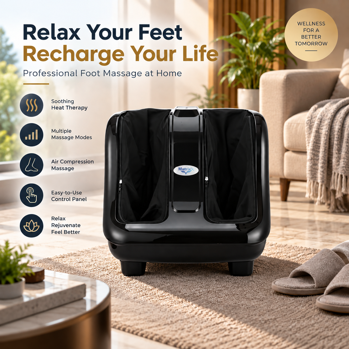 Electric Foot Massager with Air Compression & Heat